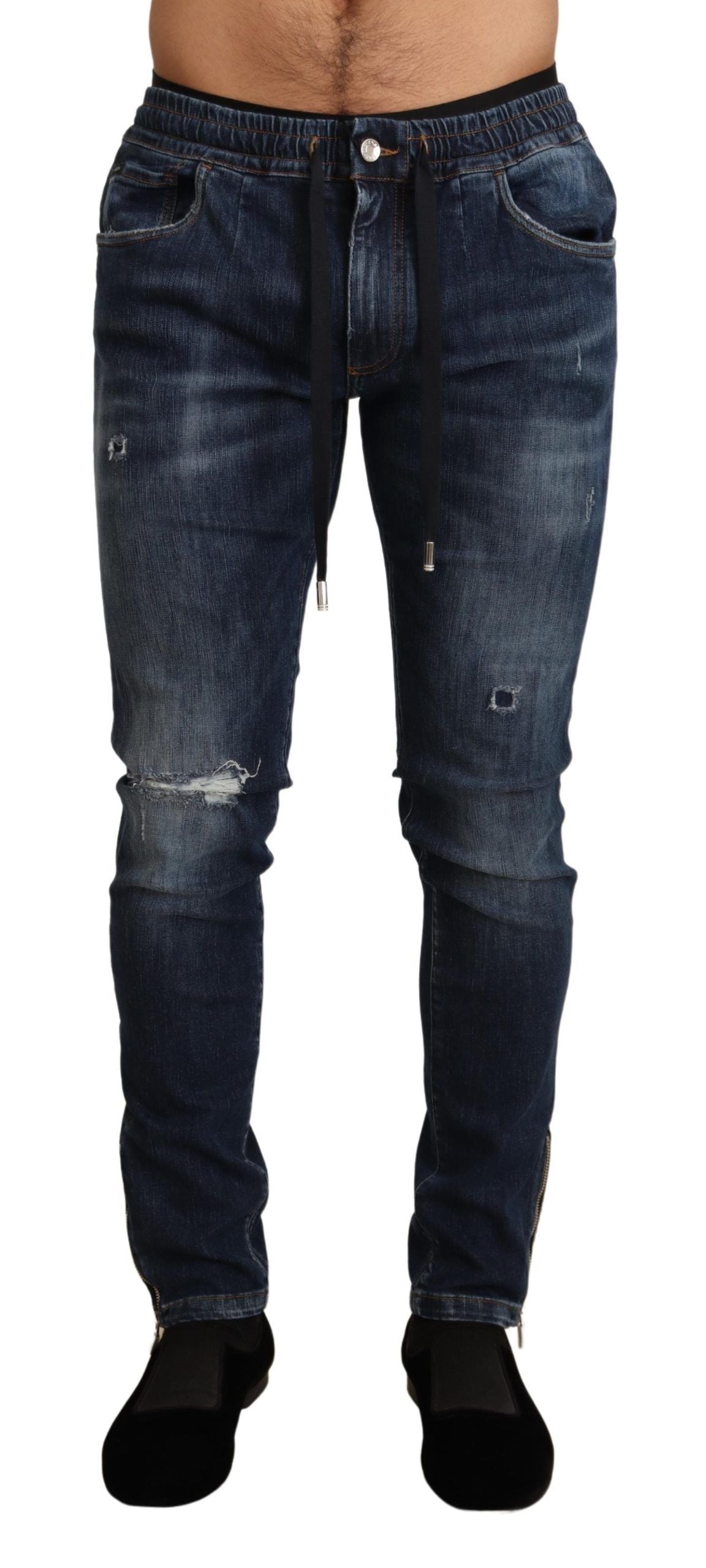 Jean en denim déchiré Dolce & Gabbana en coton stretch bleu