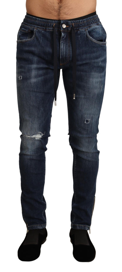 Jean en denim déchiré Dolce & Gabbana en coton stretch bleu