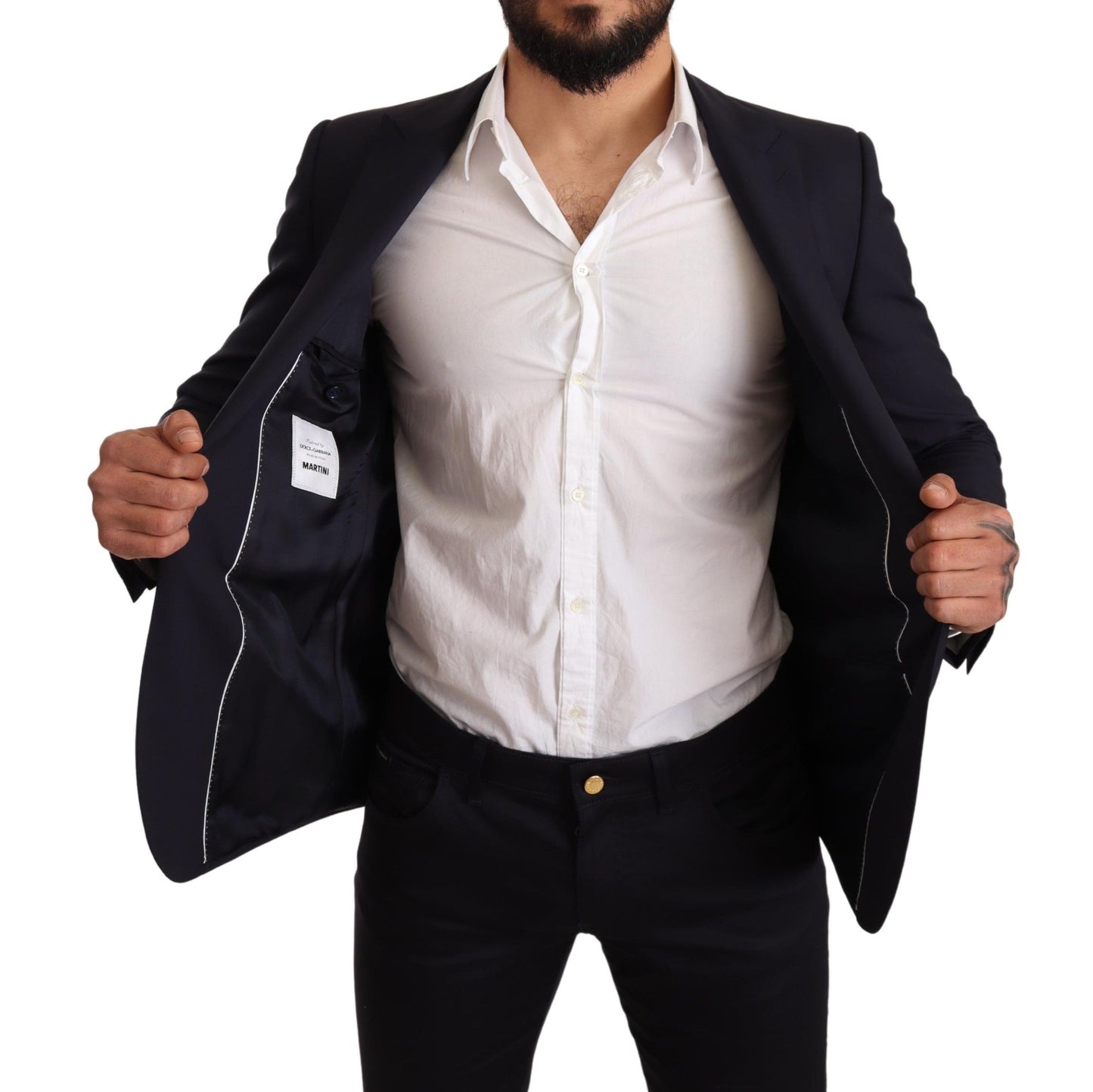 Veste MARTINI Dolce & Gabbana en laine bleu marine coupe slim