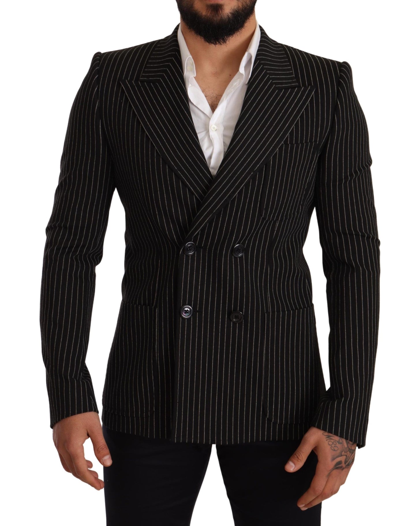 Blazer ajusté rayé noir et blanc Dolce & Gabbana