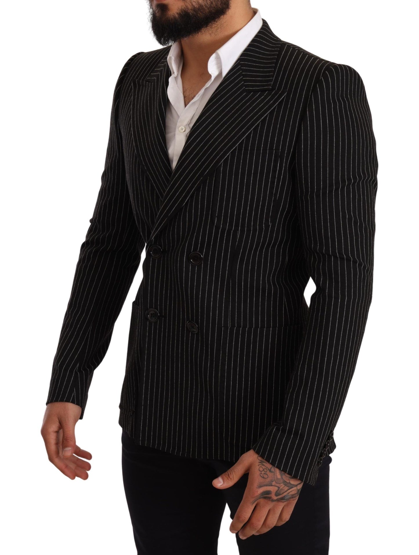 Blazer ajusté rayé noir et blanc Dolce & Gabbana