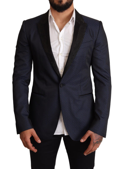 Veste de blazer Dolce & Gabbana en laine bleue coupe slim MARTINI