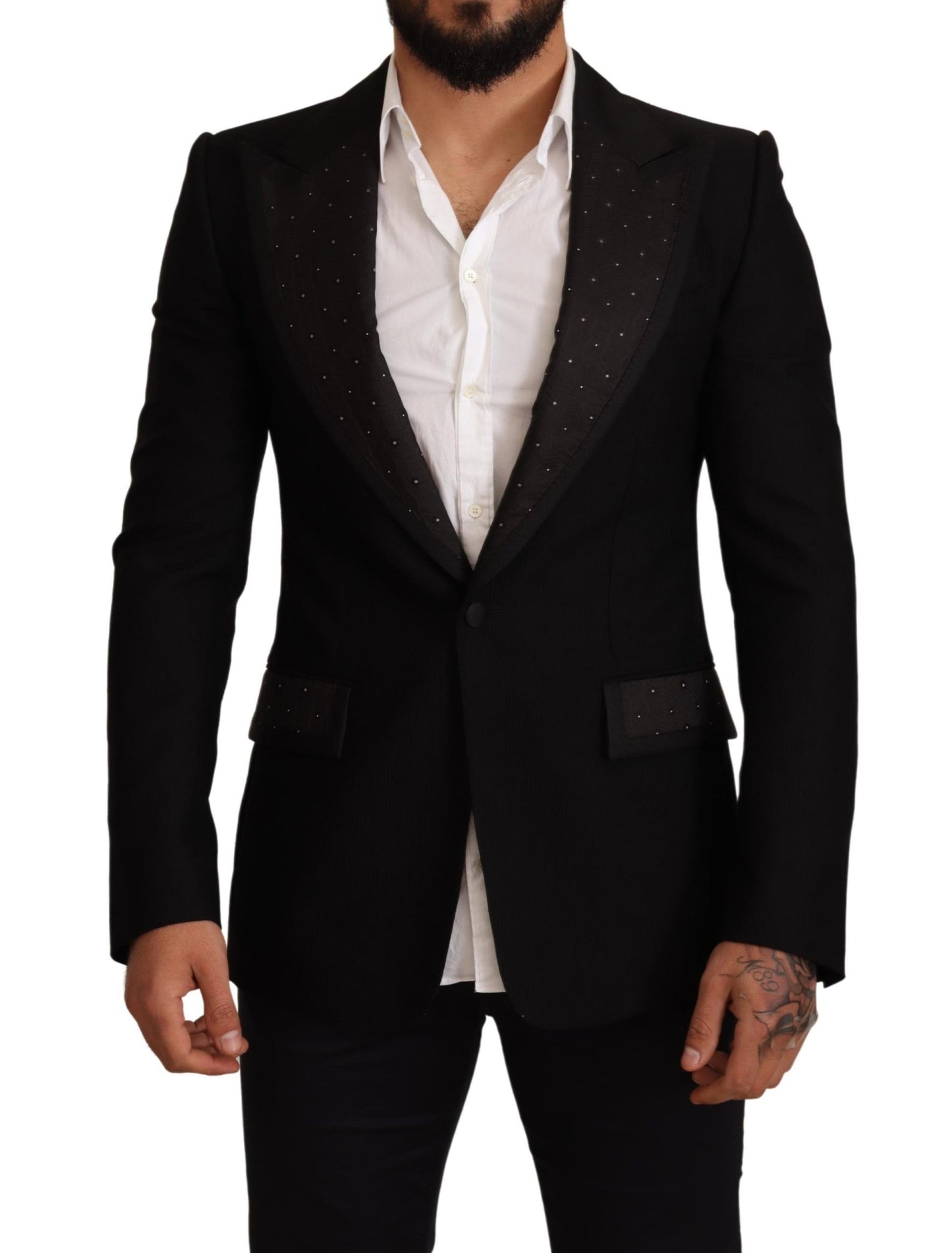 Veste blazer Dolce & Gabbana en laine noire coupe ajustée