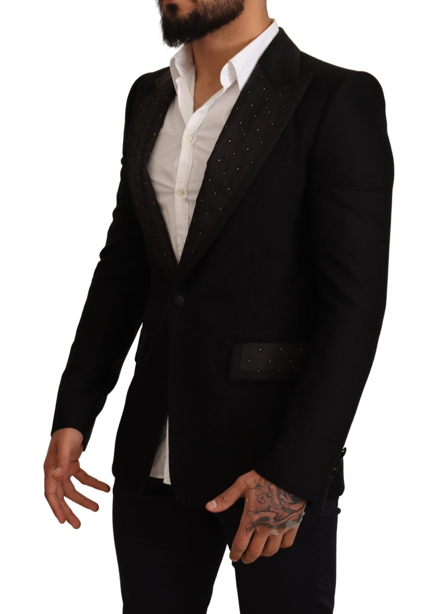 Veste blazer Dolce & Gabbana en laine noire coupe ajustée