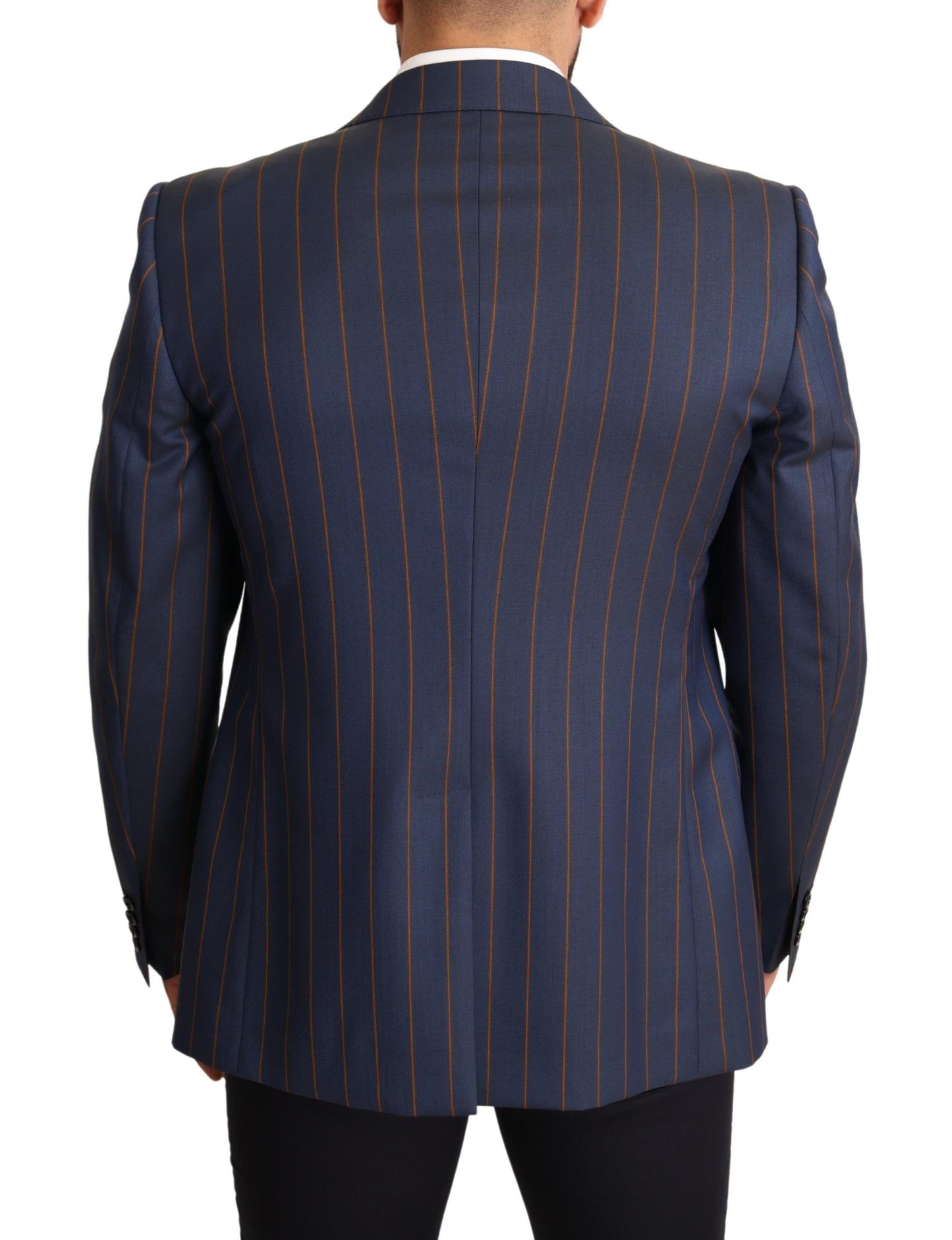 Veste de blazer Dolce & Gabbana en laine rayée bleue coupe ajustée
