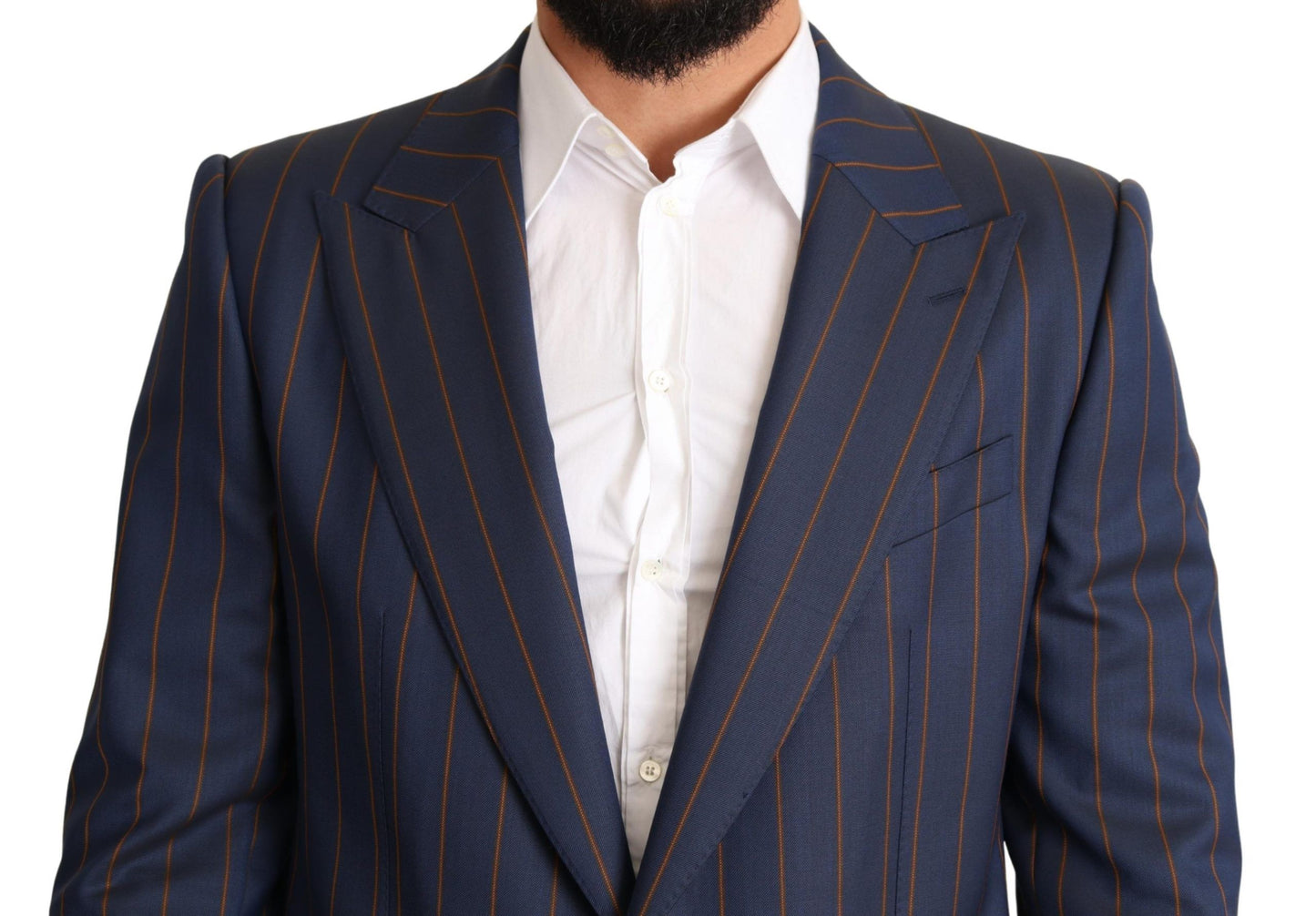 Veste de blazer Dolce & Gabbana en laine rayée bleue coupe ajustée