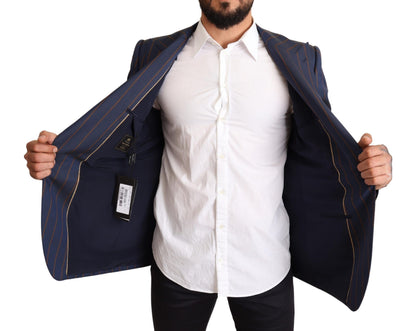 Veste de blazer Dolce & Gabbana en laine rayée bleue coupe ajustée