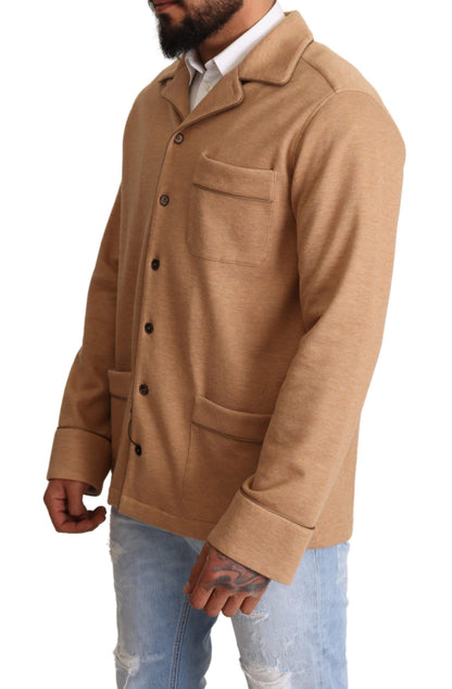Veste-manteau marron en coton avec col boutonné Dolce & Gabbana