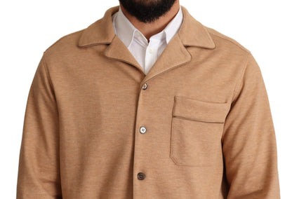 Veste-manteau marron en coton avec col boutonné Dolce & Gabbana