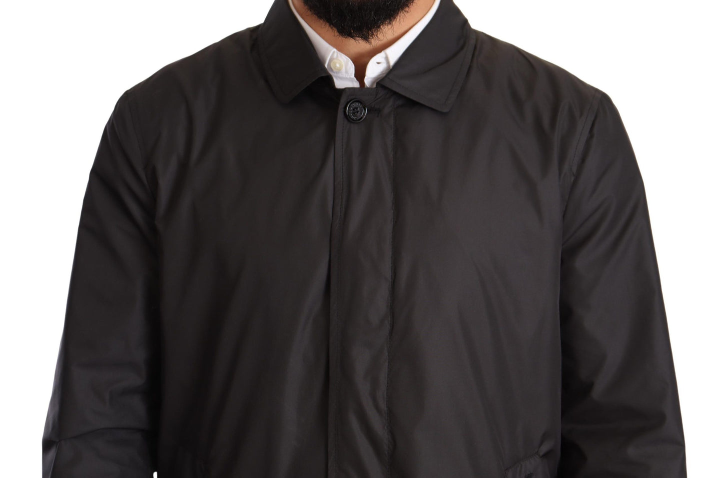 Dolce & Gabbana Trench-coat noir en polyester pour homme