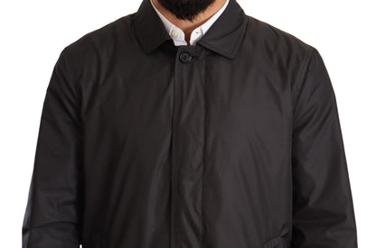 Dolce & Gabbana Trench-coat noir en polyester pour homme