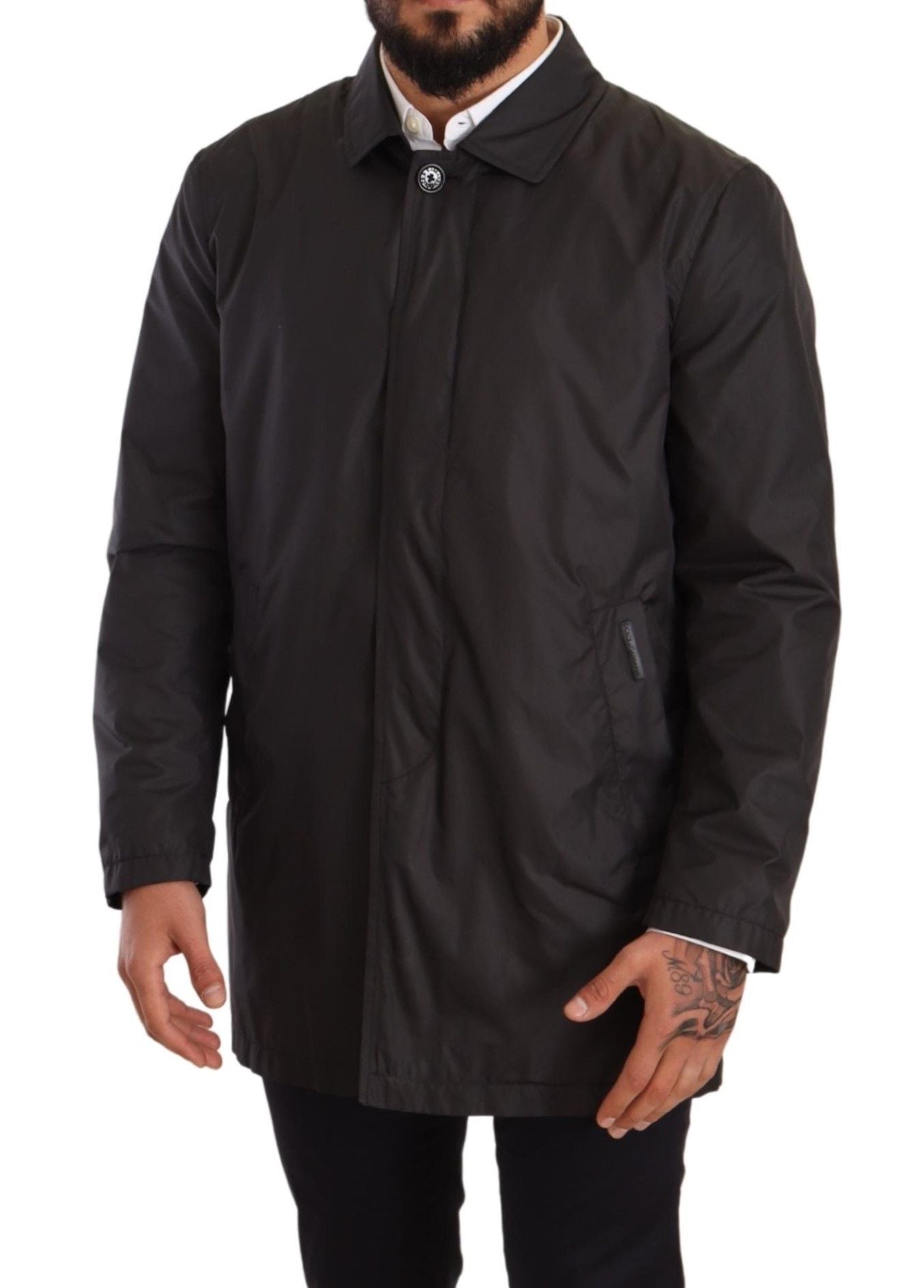 Dolce & Gabbana Trench-coat noir en polyester pour homme