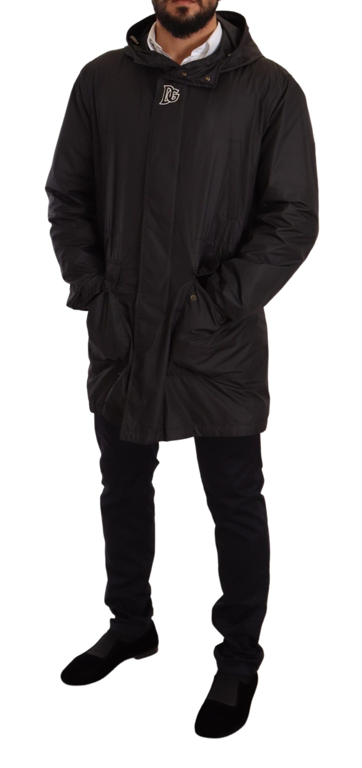 Manteau trench homme à capuche noir Dolce & Gabbana