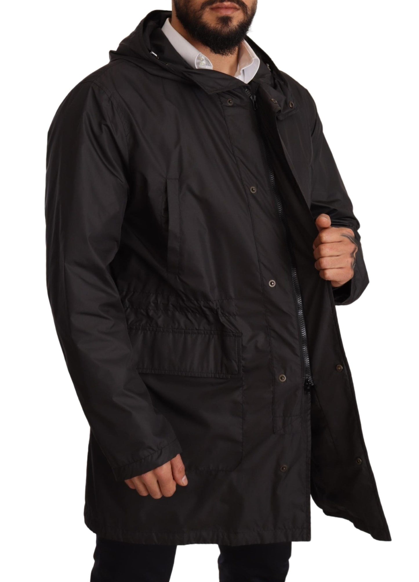 Manteau trench homme à capuche noir Dolce & Gabbana