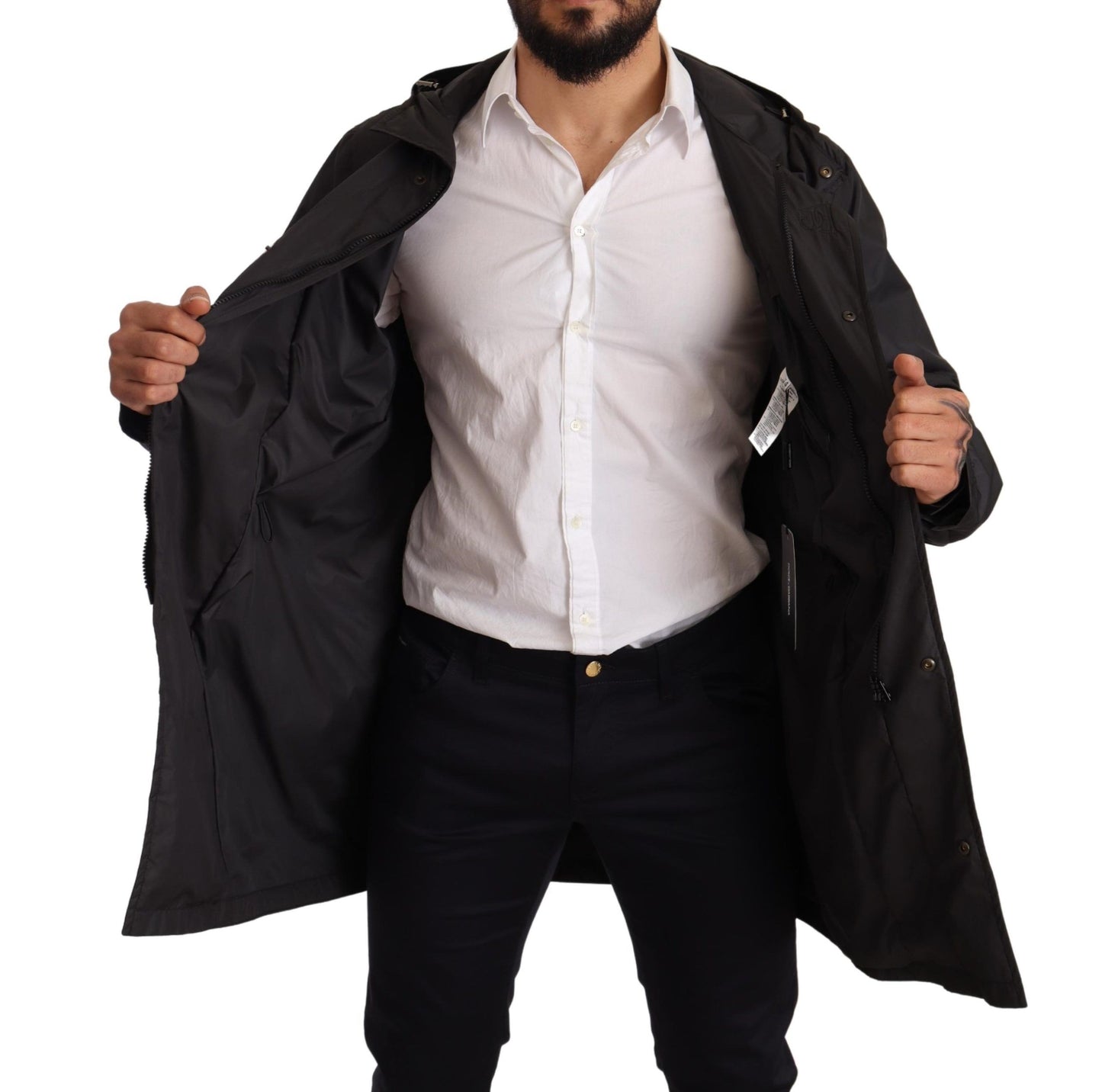 Manteau trench homme à capuche noir Dolce & Gabbana