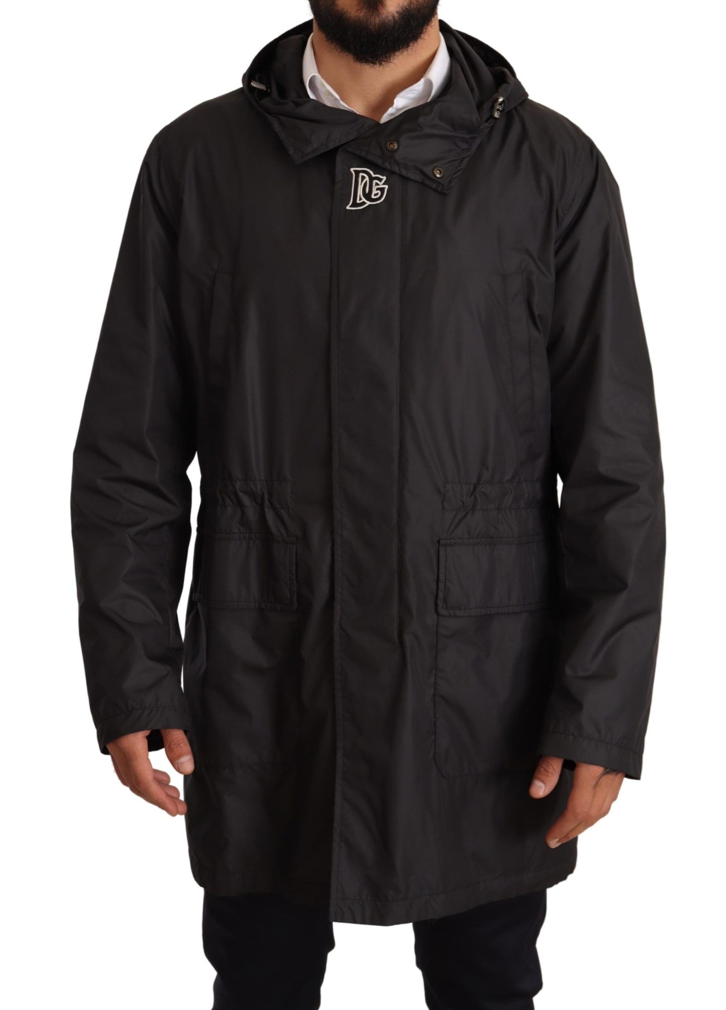 Manteau trench homme à capuche noir Dolce & Gabbana