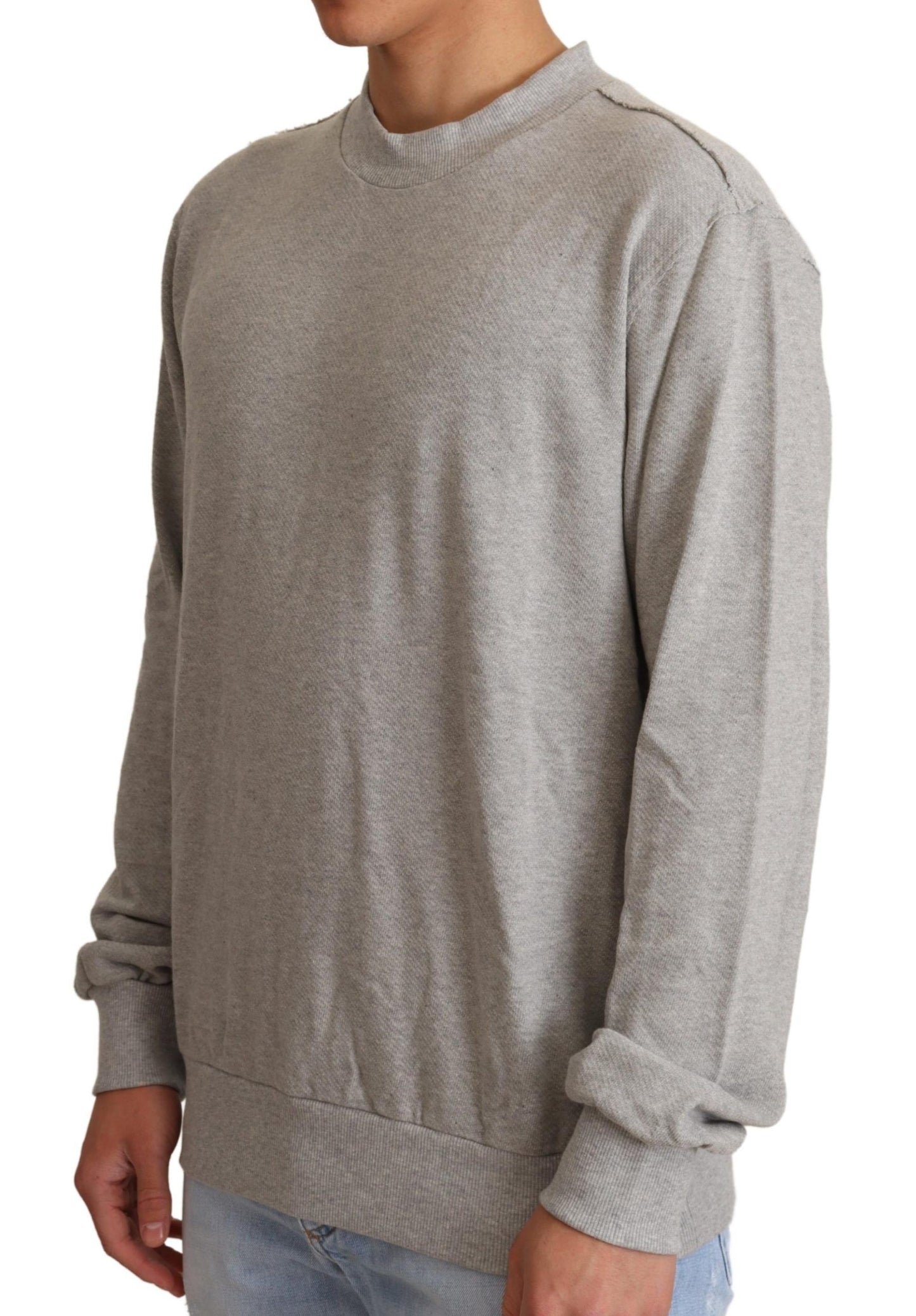 Pull ras du cou en coton gris Dolce & Gabbana