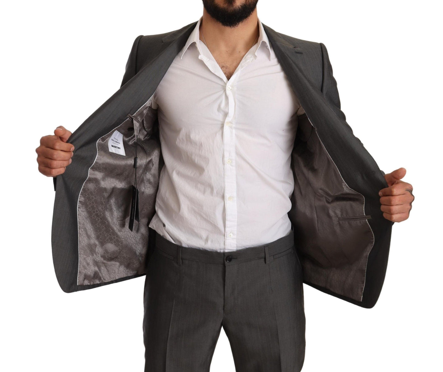 Ensemble de costume Dolce & Gabbana gris métallisé MARTINI coupe ajustée