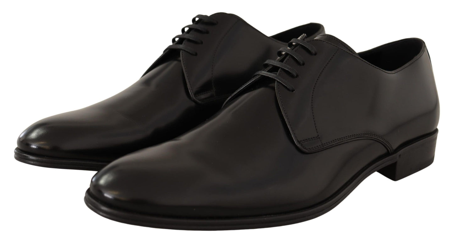 Chaussures Derby Habillées pour Hommes en Cuir Noir à Lacets Dolce & Gabbana