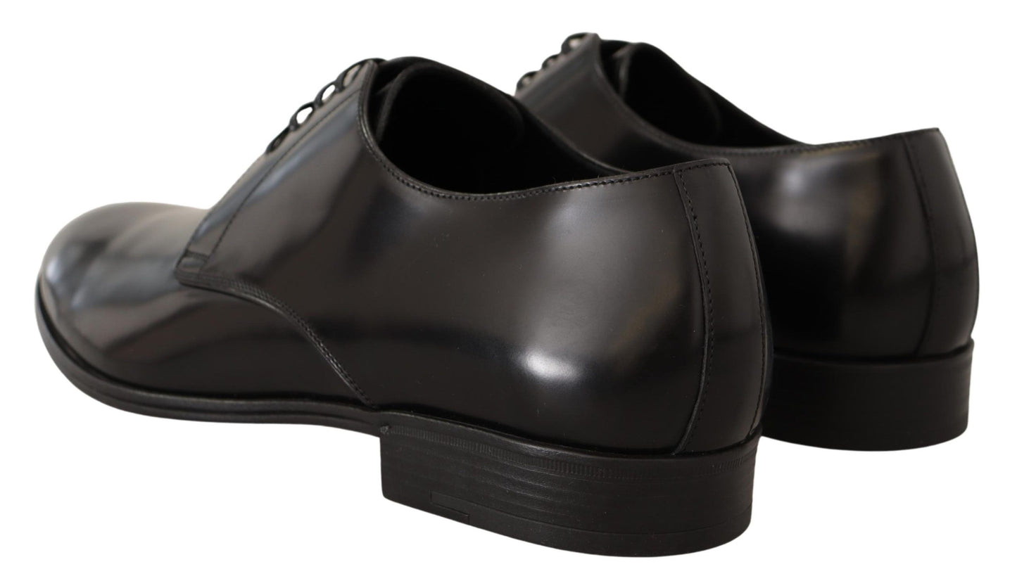 Chaussures Derby Habillées pour Hommes en Cuir Noir à Lacets Dolce & Gabbana