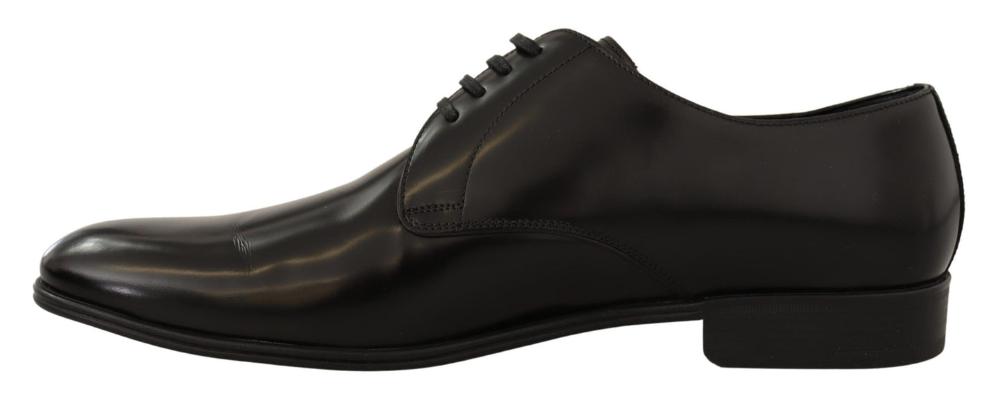 Chaussures Derby Habillées pour Hommes en Cuir Noir à Lacets Dolce & Gabbana