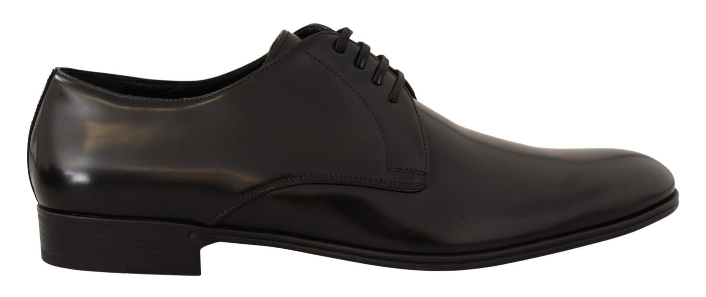 Chaussures Derby Habillées pour Hommes en Cuir Noir à Lacets Dolce & Gabbana