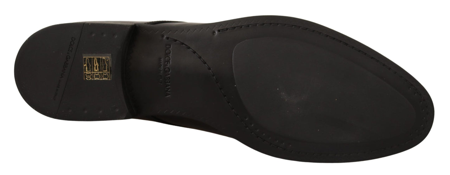 Chaussures Derby Habillées pour Hommes en Cuir Noir à Lacets Dolce & Gabbana