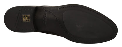 Chaussures Derby Habillées pour Hommes en Cuir Noir à Lacets Dolce & Gabbana