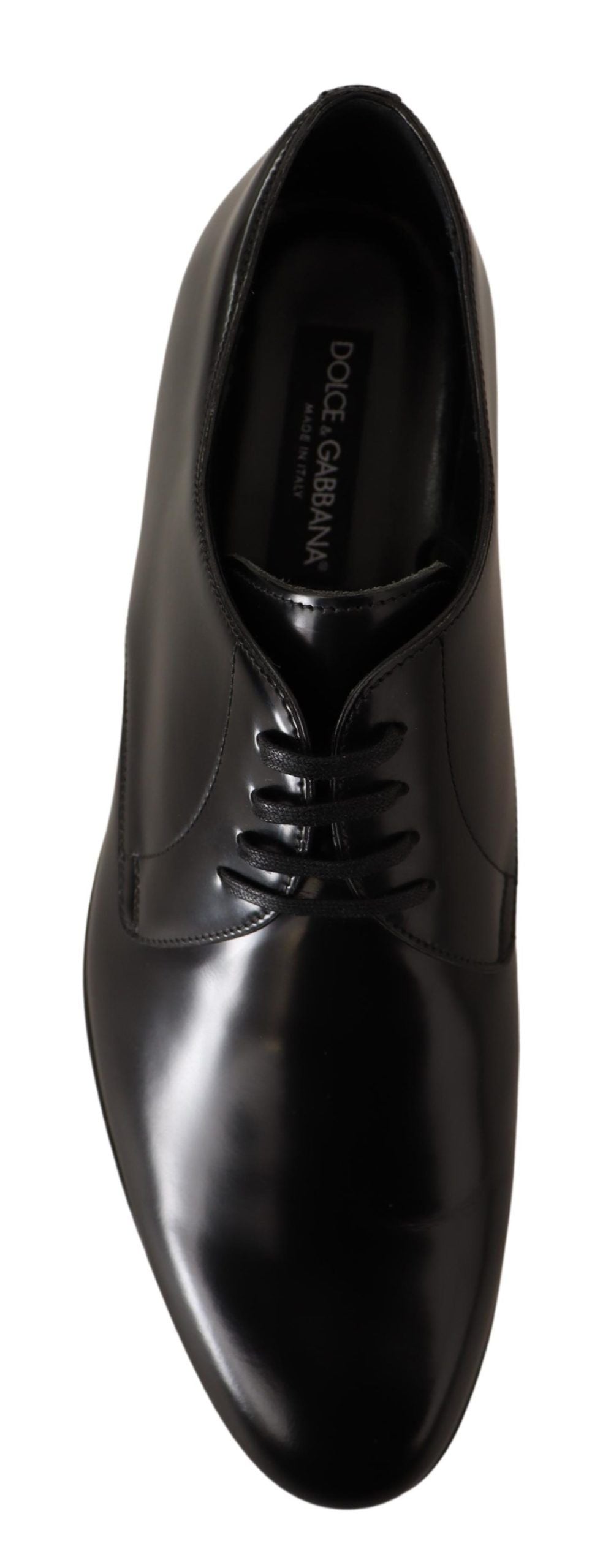 Chaussures Derby Habillées pour Hommes en Cuir Noir à Lacets Dolce & Gabbana