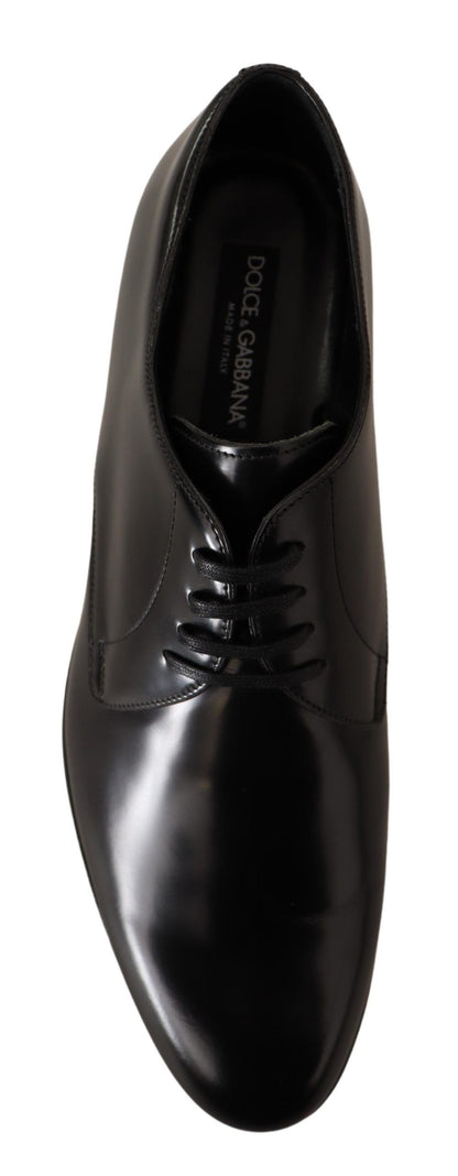 Chaussures Derby Habillées pour Hommes en Cuir Noir à Lacets Dolce & Gabbana