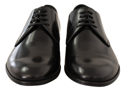 Chaussures Derby Habillées pour Hommes en Cuir Noir à Lacets Dolce & Gabbana
