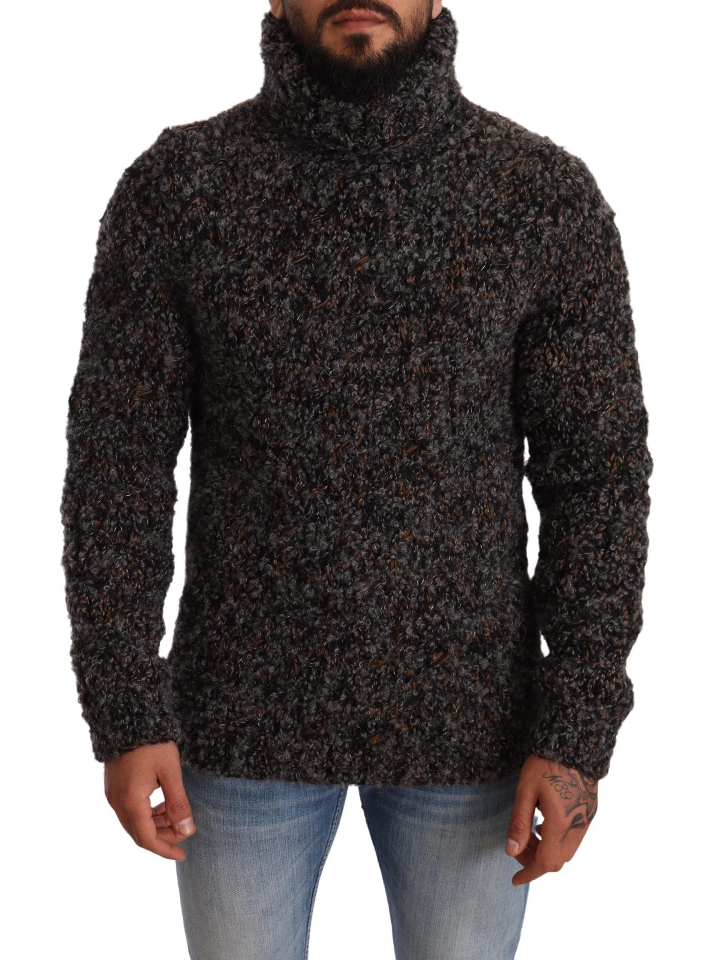 Pull en maille à col roulé Dolce & Gabbana en mélange de laine gris