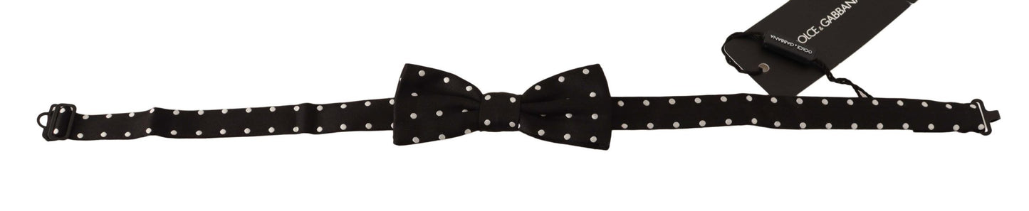 Nœud papillon en soie noir et blanc à pois Dolce & Gabbana