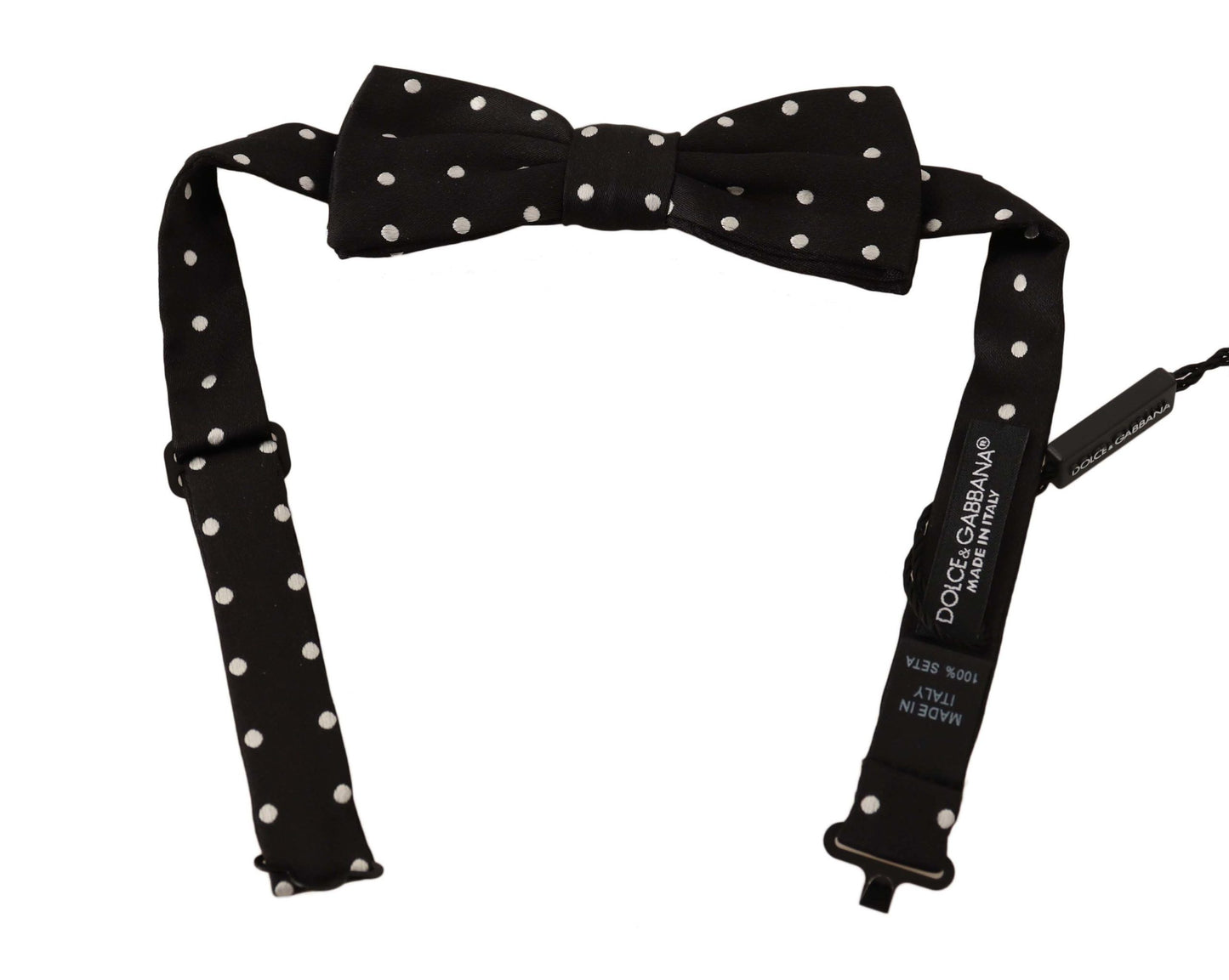 Nœud papillon en soie noir et blanc à pois Dolce & Gabbana