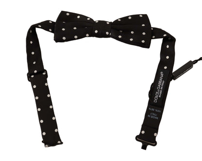 Nœud papillon en soie noir et blanc à pois Dolce & Gabbana