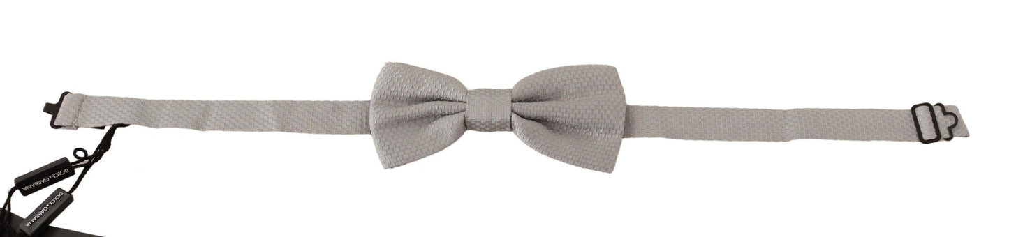 Nœud papillon ajustable Dolce & Gabbana gris argenté 100 % soie