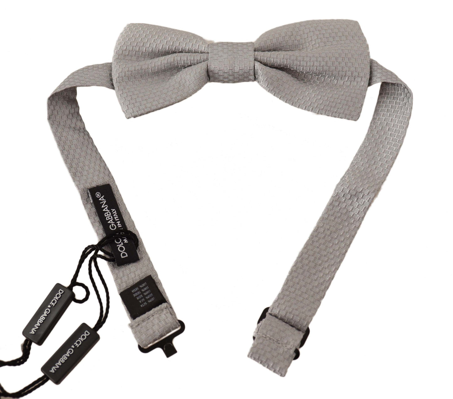 Nœud papillon ajustable Dolce & Gabbana gris argenté 100 % soie