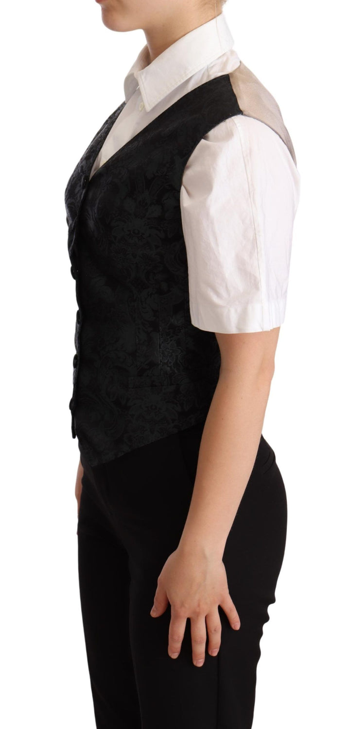 Chaleco de esmoquin floral de jacquard negro de Dolce & Gabbana verde