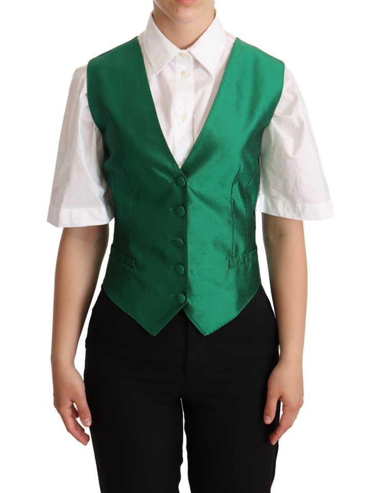 Chaleco sin mangas de satén de seda verde de Dolce & Gabbana
