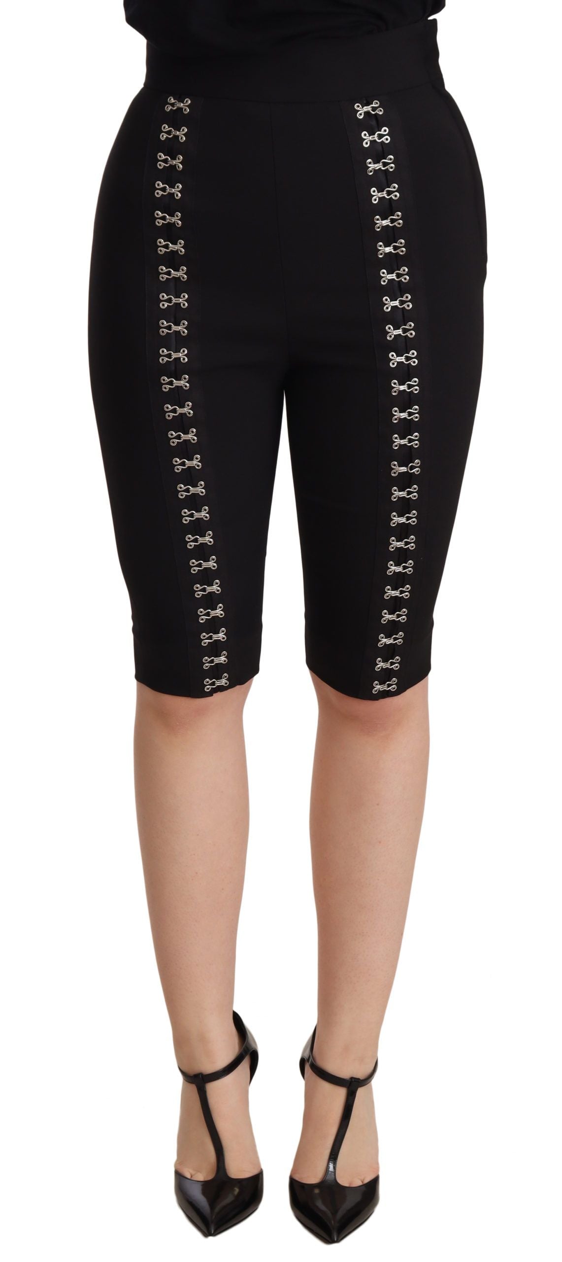 Shorts Dolce & Gabbana noirs en laine stretch coupe slim taille haute