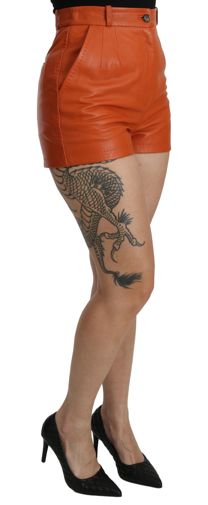 Shorts Dolce & Gabbana de piel naranja de talle alto