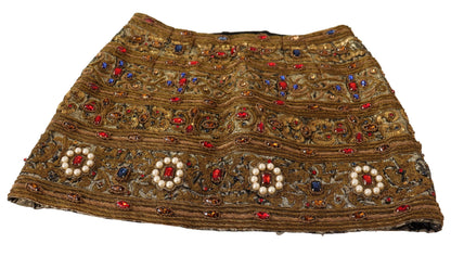 Jupe taille haute en jacquard cristal doré Dolce & Gabbana