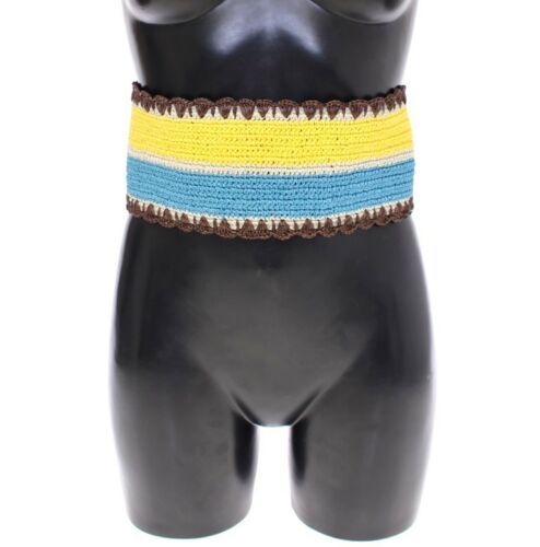 Ceinture en raphia Dolce & Gabbana rayée jaune à large taille