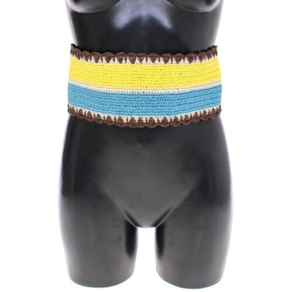 Ceinture en raphia Dolce & Gabbana rayée jaune à large taille