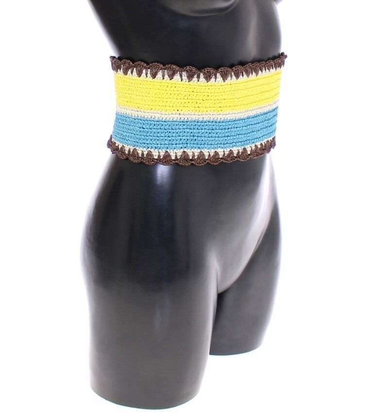 Ceinture en raphia Dolce & Gabbana rayée jaune à large taille
