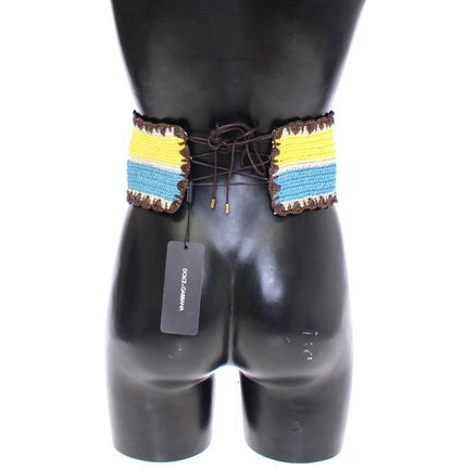 Ceinture en raphia Dolce & Gabbana rayée jaune à large taille