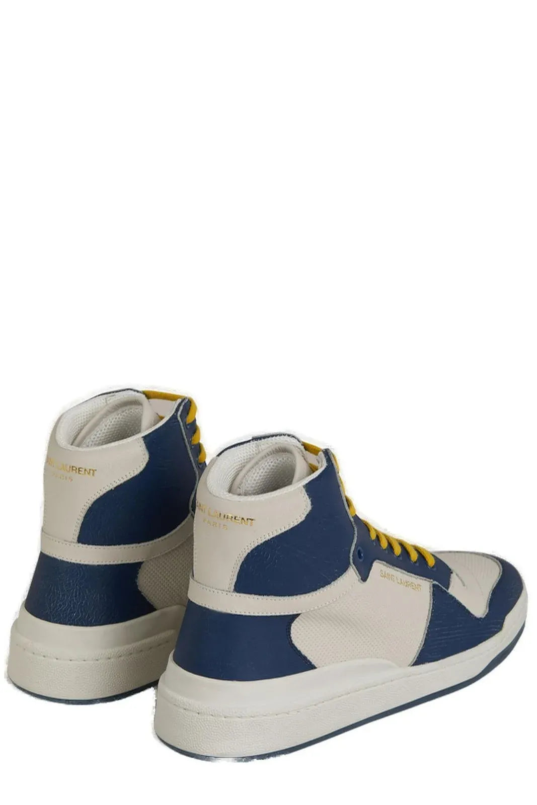 Baskets mi-montantes en cuir de veau bleu Saint Laurent