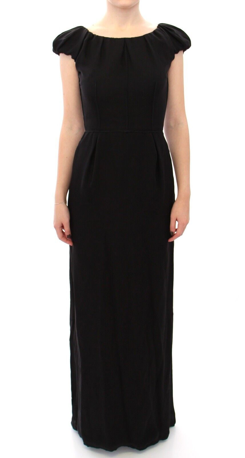 Robe longue maxi Dolce & Gabbana en soie noire à manches courtes (taille italienne)