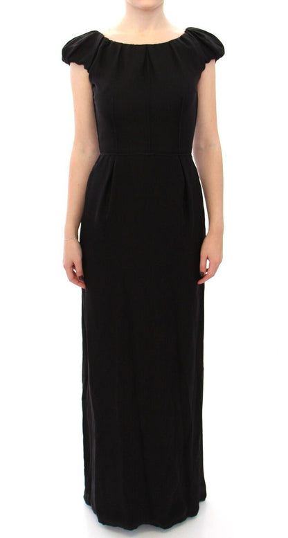 Robe longue maxi Dolce & Gabbana en soie noire à manches courtes (taille italienne)