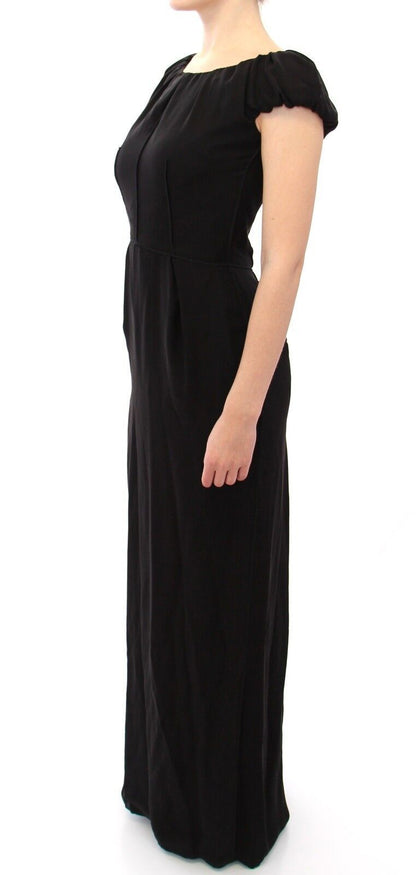 Robe longue maxi Dolce & Gabbana en soie noire à manches courtes (taille italienne)